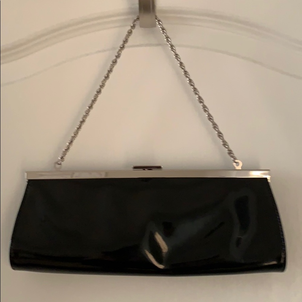 NWOT LOFT Black Patent Clutch/Shoulder Bag